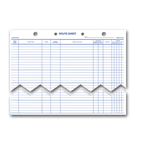 Route Sheet - RS-547 - 50 Line, 12" x 15" 100 Per Pack - Independent Dealer Services