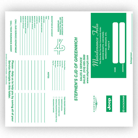 Vehicle Paper Wallet -Custom - Qty. 500 - Independent Dealer Services