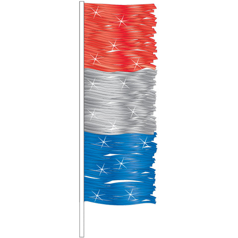 Antenna Flag - Metallic Fringe - Red, Silver & Blue - Qty. 12 - Independent Dealer Services