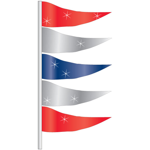 Antenna Flag - Metallic Triangular Flags- Red, Silver & Blue - Qty. 12 - Independent Dealer Services
