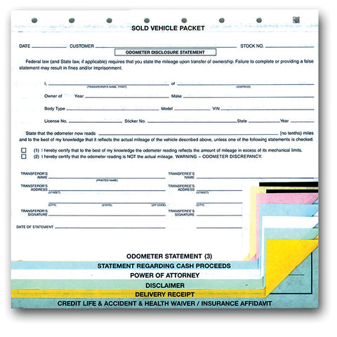 Sold Vehicle Combination Form - SV-8 - Qty. 100 - Independent Dealer Services