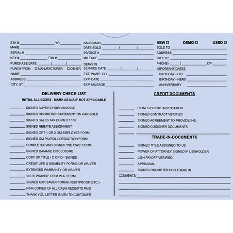 Vehicle Deal Jackets, Custom - DSA-500-C - Box of 500 - Independent Dealer Services