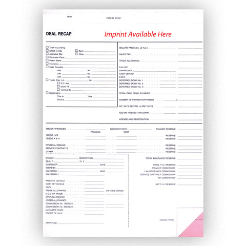 Deal Recap - RFI-237 - 2 Part - Custom - Qty. 500 - Independent Dealer Services