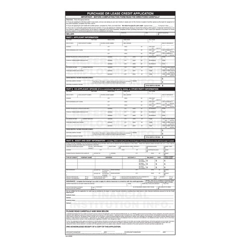 Universal Credit Application - Qty 100 Per Pack - Independent Dealer Services