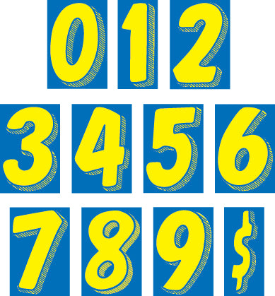 EZ LINE Car Dealer Window Stickers - 7.5 Inch Numbers, Chartreuse Green/Black, 10 Dozen