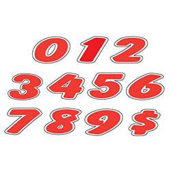 Window Sticker - Red & White Die Cut Numbers - Qty. 12 - Independent Dealer Services