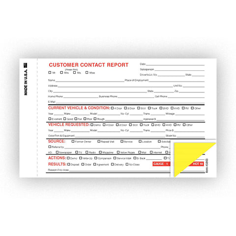 Contact Report - 6 5/8" x 4" - Qty. 100 - Independent Dealer Services