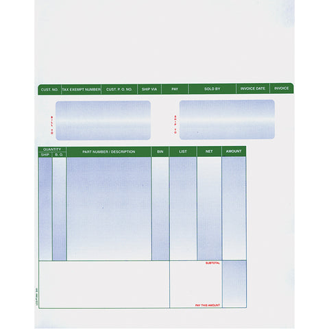 Laser Part Invoices - LZR-PT-INV - Qty. 250 - Independent Dealer Services