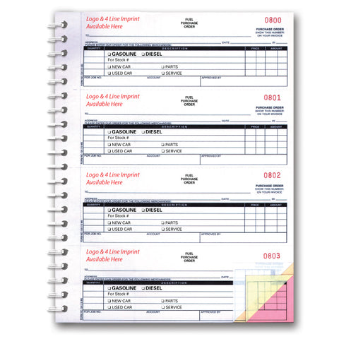 Fuel Purchase Order Book - NC-124-3-Fuel - 3 Part - Imprinted, 200 per Book - Independent Dealer Services