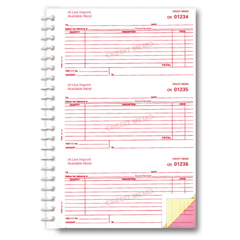 Credit Memo Book - RL 113 - 3 Part - Imprinted, 150 per Book. - Independent Dealer Services