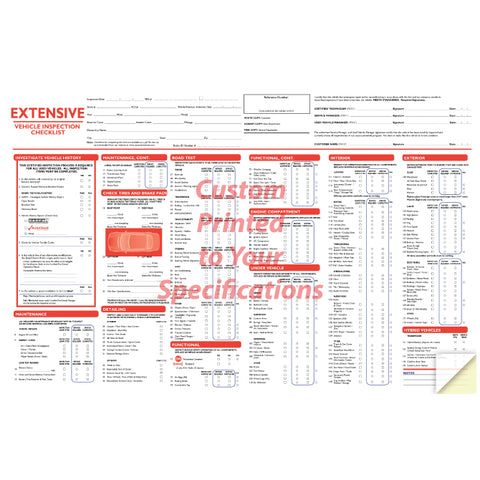 Custom Multi-Point Vehicle Insp. 11X17 - 2 Part - Qty. 500 - Independent Dealer Services