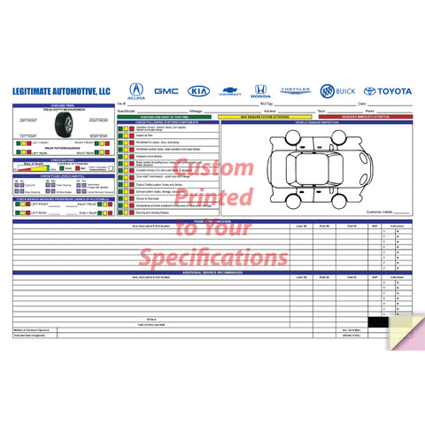 Custom Multi-Point Vehicle 11X17 - 3 Part - Qty. 500 - Independent Dealer Services