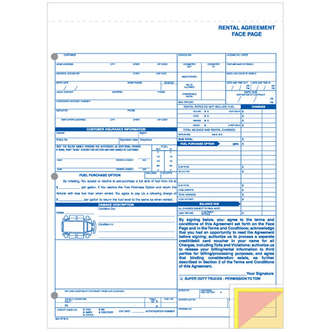 Rental Agreement - RAC - 4 Part - Qty. 100 - Independent Dealer Services