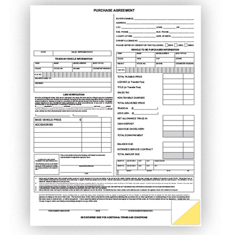 Purchase Agreement - 2 Part - Qty. 100 - Independent Dealer Services