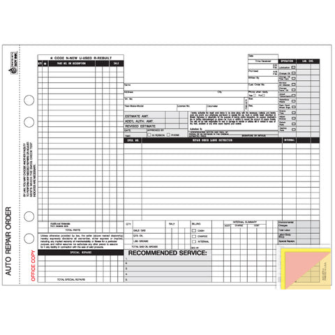 Repair Order - RO-665-4 - 4 Part  - Qty. 100 - Independent Dealer Services