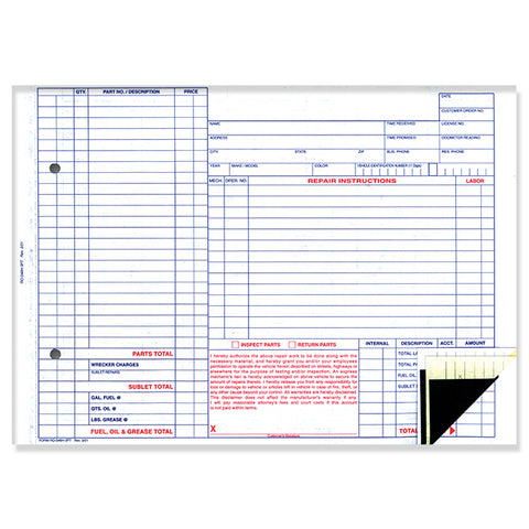 Repair Order - RO-546H - 3 Part - Qty. 100 - Independent Dealer Services