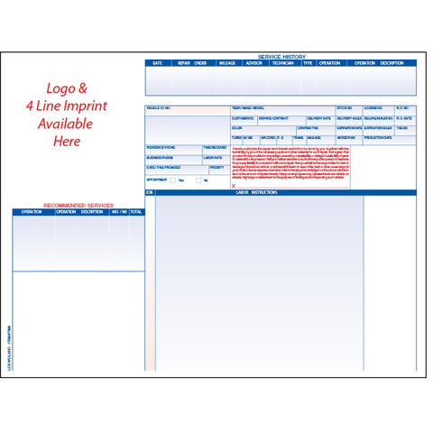 Laser Repair Order Landscape - LZR-RO-LA - 32# - Imprinted - Qty. 500 - Independent Dealer Services