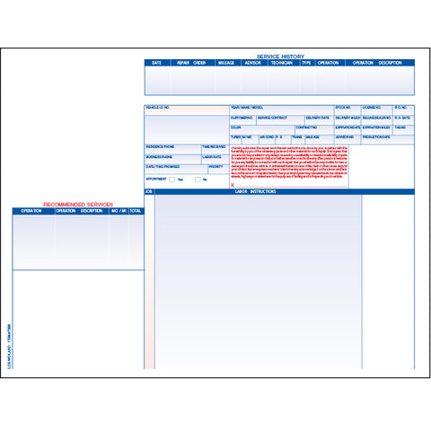 Laser Repair Order Landscape - LZR-RO-LA - 32# - Qty. 250 - Independent Dealer Services