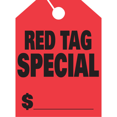 Hang Tags - Red Tag Special - Large, Red - Qty. 50 - Independent Dealer Services