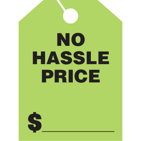 Hang Tags - No Hassle Price - Large - Qty. 50 - Independent Dealer Services