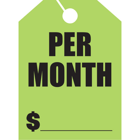 Hang Tags - Per Month - Large - Qty. 50 - Independent Dealer Services