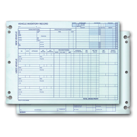 Vehicle Inventory Record - A-532 - Qty. 50 - Independent Dealer Services