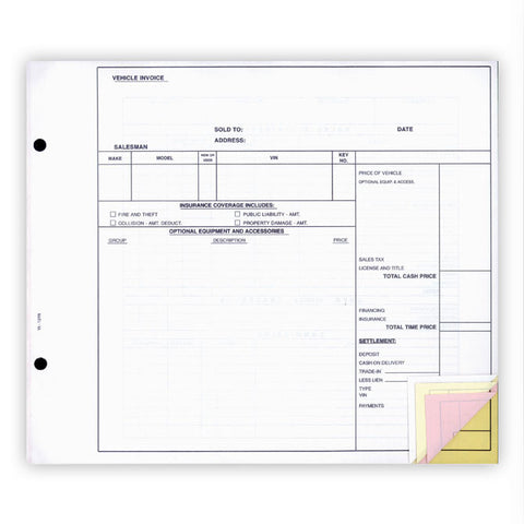 Universal Vehicle Invoice - VI-131N - 4 Part - Qty. 100 - Independent Dealer Services