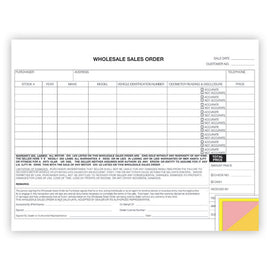 Wholesale Sales Order - 4 Part - Qty. 100 - Independent Dealer Services
