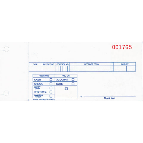 Cash Receipt - AA-508-2- 2 Part - Qty. 100 - Independent Dealer Services