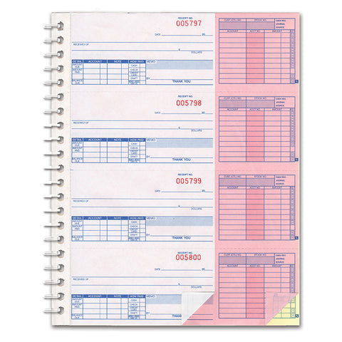 Cash Receipt Book - AA-138NC-1S2L - 3 Part, 200 per Book - Qty. 1 - Independent Dealer Services