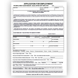 Application for Employment - EMP-1 - Qty. 50 - Independent Dealer Services