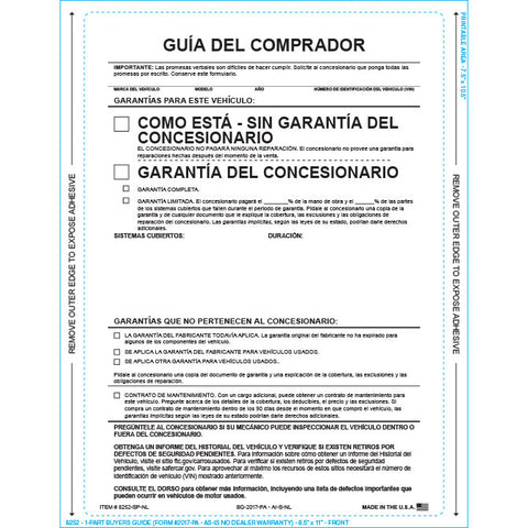 Buyers Guide - BG-2017 - As Is - P/A - Spanish - No Lines - Qty. 100 - Independent Dealer Services
