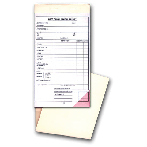 Used Vehicle Appraisal Book - #299 - 2 Part - Qty. 25 per book - Independent Dealer Services