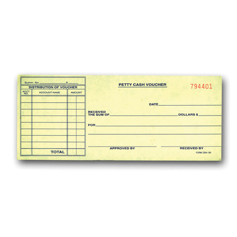 Petty Cash Voucher - DSA-130 - Qty. 1000 - Independent Dealer Services