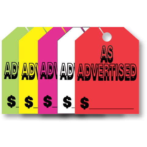 Hang Tags - As Advertised - Large - Qty. 50 - Independent Dealer Services
