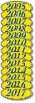 Oval Year Window Sticker - BLUE on YELLOW - Qty. 12 - Independent Dealer Services