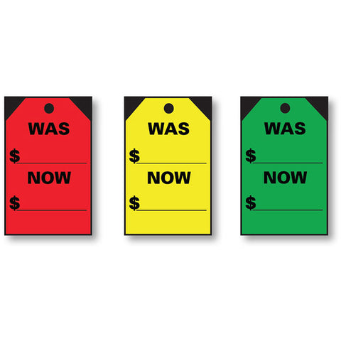 Window Prce Sticker - Hang Tag - Was/Now - 7" x 11" - Qty. 12 - Independent Dealer Services