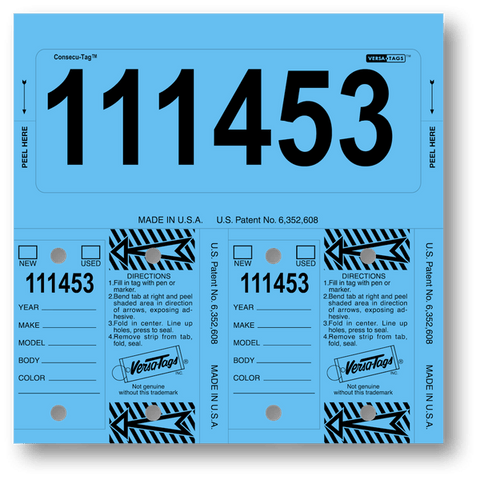 Consecu-Tags - #226 - Qty. 125 Per Box With Rings - Independent Dealer Services