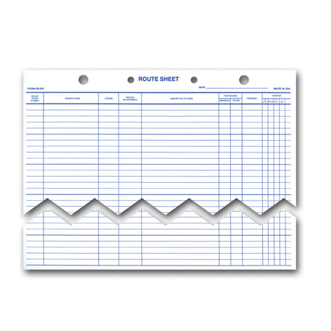 Route Sheet - RS-547 - 50 Line, 12" x  15" 100 Per Pack - Independent Dealer Services