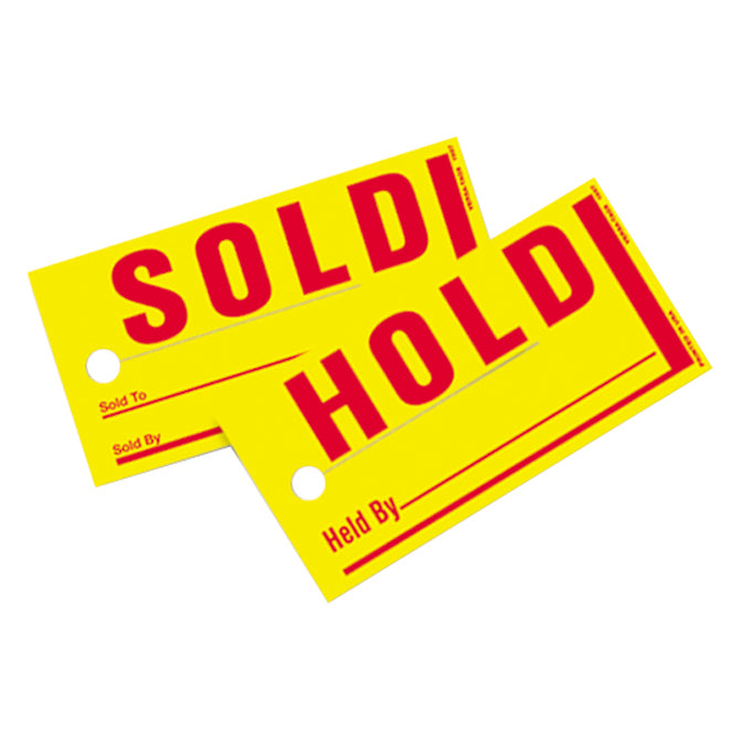 Mini Sold/Hold Tags - #855 - 2 3/8" x 4 3/4" Qty. 250 - Independent Dealer Services