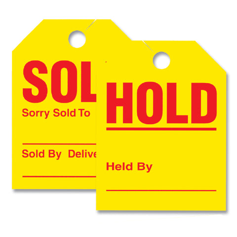 Mirror Hanger Sold/Hold Tags - #280-SH - 8.5" x 11.5" Qty. 50 - Independent Dealer Services