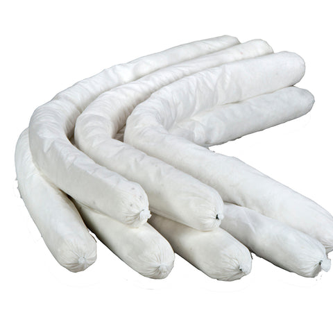 Oil Only White Super Absorbent Flake Sock -  Qty. 10 Socks/Case - Independent Dealer Services