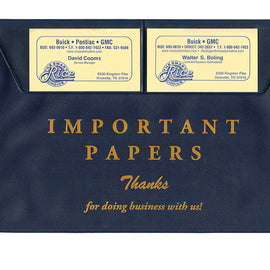 Vinyl Document Wallets - Navy Blue Gold Print - Qty. 50 - Independent Dealer Services