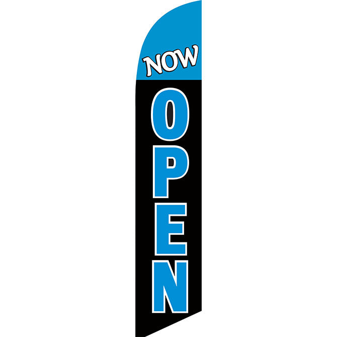 Swooper Banner - Now Open (Cy/Blk) - Qty. 1 - Independent Dealer Services