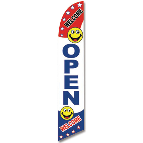 Swooper Banner - OPEN (SMILEY FACES) - Qty. 1 - Independent Dealer Services