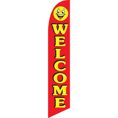 Swooper Banner - Welcome w/Smiley Face (Red) - Qty. 1 - Independent Dealer Services