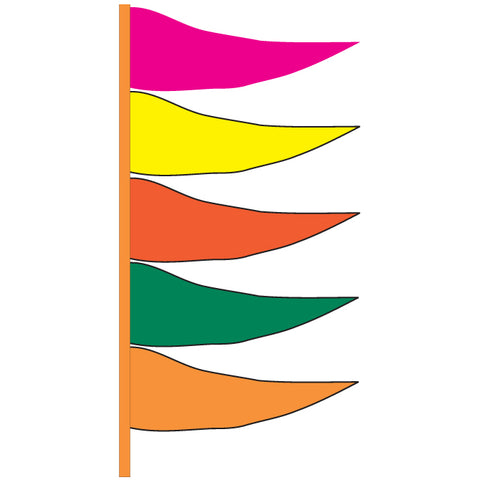 Antenna Flag - Plasticloth - Fluor. Multi Color -  Qty. 12 - Independent Dealer Services