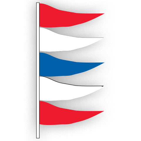 Antenna Flag - Plasticloth - Red, White & Blue -  Qty. 12 - Independent Dealer Services