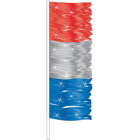 Antenna Flag - Metallic Fringe - Red, Silver & Blue -  Qty. 12 - Independent Dealer Services