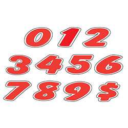 Window Sticker - Red & White Die Cut Numbers - Qty. 12 - Independent Dealer Services